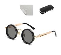 Men's Adjustable Tint Sunglasses: 1-9 Gears, Round Polarized Lenses with Built-in ND Filter, Perfect for Outdoor Activities, Driving and Fishing Black Gold