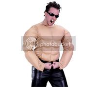 Mens Adult Flesh Beach Jersey Boy Guido Muscle Chest & Arms Shirt Costume