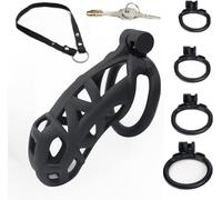 Men's Adult Sex Toys 3D Chastity Cage, Sissy Chastity Cage Adult Products -with Auxiliary Strap Penis Lock -H351 (Black, Large)