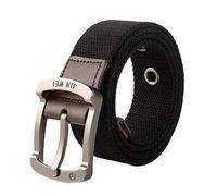 Mens Adult Unisex Canvas Quick Release Buckle Outer Belt Men's Outdoor Training Belt Beer Belt Holder Buckle (Black, L)