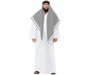 Mens Adults Deluxe Fake Sheikh Arab Fancy Dress Costume Medium