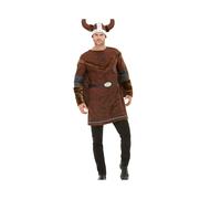 Smiffys Deluxe Viking Barbarian Costume, Brown with Tunic, Cape & Helmet, Historical Fancy Dress, Viking Dress Up Costumes
