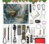 Men's Advent Calendar 2025 Survival kit, 24 Day Christmas Countdown Calendar for Adults Camping Fishing,Hiking -Surprise Gift Outdoor Adventure Survival Tool Gifts for Boy Father Son Husband (A)