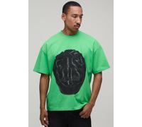 Men's Afterlight Brain Printed Short Sleeve T-Shirt | Green | Size X-Large | BOOHOOMAN