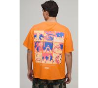Men's Afterlight Tile Printed Short Sleeve T-Shirt | Orange | Size Large | BOOHOOMAN