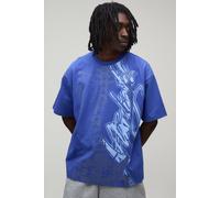 Men's Afterlight Tonal Glow In The Dark Printed Short Sleeve T-Shirt | Electric Blue | Size Large | BOOHOOMAN