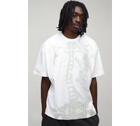 Men's Afterlight Tonal Glow In The Dark Printed Short Sleeve T-Shirt | White | Size X-Small | BOOHOOMAN