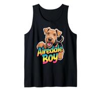 Mens Airedale Boy Cartoon Pet Dog Breed Airedale Terrier Tank Top
