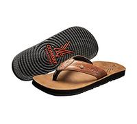 Mens AK-47 Combat Flip Flops Brown Leather Ergo, Brown, 8 UK