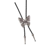 Men's Alloy Butterfly Pendant Bolotie Handmade Adjustable Leather Cord Necktie Necklace For Weddings And Special Event Unisex Western Bolo Tie