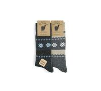 Men's Alpaca Wool Socks, Pack of 2 pairs, fine knit natural wool thermal effect cosy comfortable boot socks for winter, Grey and Dark Grey, UK size 6-8 and 9-11