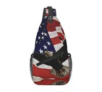 Men's American Flag Fly Eagle Print Crossbody Sling Bag - Adjustable Strap Shoulder Pack with Multiple Pockets for Running Hiking Commute Daily Use