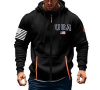 Men's American USA Flag Style Stylish Loose Fit Pockets Drawstring Hoodie Hooded Hood Sweatshirts Printed Zip-Up Hoodie Long Sleeve Casual Comfortable Polyester Lightweight Trendy Streetwear Jacket