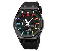 Mens Analog Digital Sports Watch Dual-Display Outdoor Sports Waterproof Military Wrist Watches with World Time Multifunction Watch for Men
