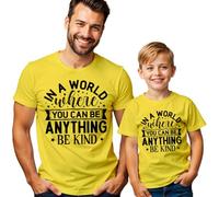 Mens and Kids Be Kind Typography Mental Health Awareness T-Shirt Tee Anxiety Emotional Wellness Gift #MHA - M Yellow