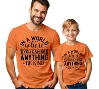Mens and Kids Be Kind Typography Mental Health Awareness T-Shirt Tee Anxiety Emotional Wellness Gift #MHA - 4XL Orange