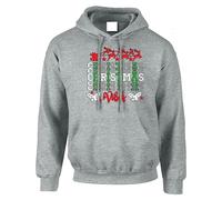 Mens and Kids Christmas Jumper Vibes Hoody Christmas Jumper Santa Reindeer Typography Holly Leaves Xmas Gift Festive Holiday Cheer Warm Soft Cozy Fit Family Spirit Sport Grey - X-Large