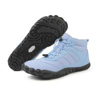 Men's and Women's Barefoot Hiking Boots Winter Warm Fur Lined Outdoor Snow Cold Boot with Wide Toe Box Minimalist Five-Finger Sneakers Light Blue