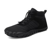 Men's and Women's Barefoot Hiking Boots Winter Warm Fur Lined Outdoor Snow Cold Boot with Wide Toe Box Minimalist Five-Finger Sneakers Black