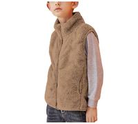 Men's and Women's Children's Fall Winter Models Fleece Vest Middle Large Coral Velvet Undershirt Students School Liner Thickened Shaking Grain Boy 5t Coat (Khaki, 4-5 Years)