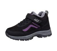 Men's and Women's Cotton Shoes Mountaineering Shoes Winter Mid Cut Plush Insulation Outdoor Hiking Shoes Men Sneaker 12 (Purple, 5)