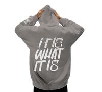 Men'S And Women'S It Is What It Is English Letter Printed Pattern Men'S Hoodie Pullover Hoodie Men plus (Grey, XL)