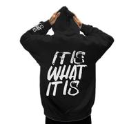 Men'S And Women'S It Is What It Is English Letter Printed Pattern Men'S Hoodie Pullover Hoodie Men plus (Black, XL)