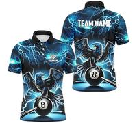 Mens and Womens Lightning Thunder Eagle Blue 8 Ball Pool Shirt T2420