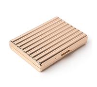 Men's and Women's Metal Cigarette Case - Double Sided Spring Clip Open Cigarette Case (Holds 18 100mm Cigarettes), Pocket Clip Credit Card Holder, Protect Secure Wallet (Gold)