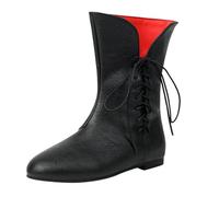 Men's And Women's Mid Calf Boots Retro Boots Stage Role Playing Drama Performance Film And Television Crew Cosplay Prop Boots Flat Mid Calf Boots Walking Trainers Men (Black, 7.5)