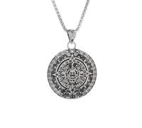 Men's and women's necklaces,Fashionable Calendar Mysterious Ancient Mayan Civilization Pattern Pendant Necklace Men's Retro Lucky Trendy Jewelry