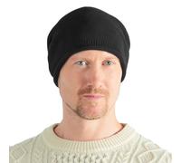 Mens and Womens Organic Cotton Beanie, Lightweight Slouchy Chemo Headwear for All Seasons Black