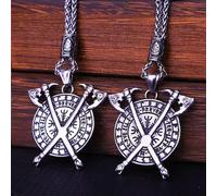 Men's and Women's Pendant Double Axe Odin Rune Stainless Steel Pendant-间金