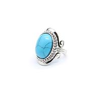 Men's and Women's Personalised Courtly Style Watermelon Red Crystal Ring with Adjustable Opening,Blue Turquoise
