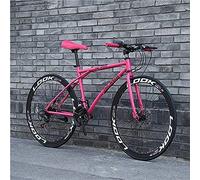 Men's And Women's Road Bike, 24-Speed 26-inch High Carbon Steel Frame Adult Road Bicycles, Double Disc Brake Cycling Racing, Outdoors Wheeled Road Mountain Bike Bicycle 168x95cm,Pink,Constructive2