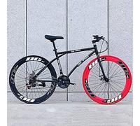 Men's And Women's Road Bike, 24-Speed 26-inch High Carbon Steel Frame Adult Road Bicycles, Double Disc Brake Cycling Racing, Outdoors Wheeled Road Mountain Bike Bicycle 168x95cm,Black,Constructive