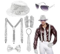 Men's and Women's Sequin Suspenders Womens Glitter Sequins Suspender Elastic Y-Shape Adjustable Braces, Men's Braces and Bow Tie Set Sequin Costume Accessories Party Carnival Fancy Dress