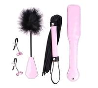 Men's and Women's SM Leather Horsewhip Feather Bandage Role Play Stage Performance Accessories Set B05 (03)