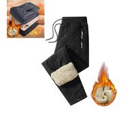 Men's And Women's Unisex Fleece Lined Waterproof Pants,Unisex Fleece Jogging Bottom Pants,Winter Lamb's Wool Thermal Pants Casual Pants Waterproof Windproof Warm Cotton Pants (Black-a,2X-Large)