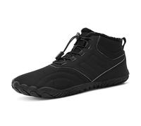 Men's And Women's Winter Snow Boots Waterproof Ankle Boots With Fur Lining Walking Shoes Winter Sneakers With Drawstring(Black,6 UK)