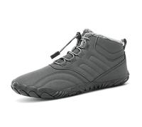 Men's And Women's Winter Snow Boots Waterproof Ankle Boots With Fur Lining Walking Shoes Winter Sneakers With Drawstring(Gray,9 UK)