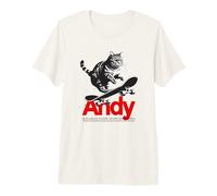 Mens Andy - Cute Boy Name with Cool with Cool Cat & Skateboard Premium T-Shirt