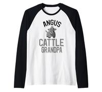Mens Angus Cattle Grandpa Cute Cow Grandpa Raglan Baseball Tee