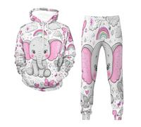 Men's Animal Elephant Jogging Suit Set, Tracksuit, Casual Jogging Sweat Suit Set, 3D Printed, S-6XL, 7, 3XL