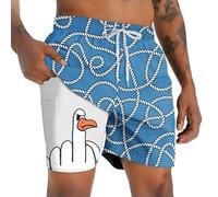 Men's Animal Funny Duck Lined Shorts 2 in 1 Board Shorts Swim Shorts Hawaiian Vacation Holiday Beach Wear Side Pockets with Compression Liner Elastic Drawstring Waist Blue