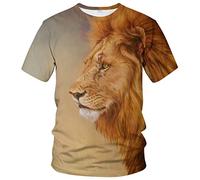 Mens Animal Lion 3D Printed T-Shirt Casual Short Sleeve Tee Shirt, Multicolor2, Large