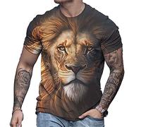Men's Animal Lion Print T-Shirt Casual Animal Graphic 3D Printed Short Sleeve T Shirt Sport Tops