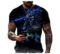 Men's Animal Lion Print T-Shirt Summer Hip Hop Retro Graphic 3D PrintedShort Sleeve Tee Shirt Tops