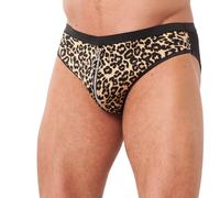 Mens Animal Print Briefs With Zipper