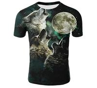 Men's Animal Wolf Printed T-Shirt Casual Personalized 3D Vintage Galaxy Wolf Pattern Print T-Shirts Hip Hop Round Neck Short Sleeve Tops